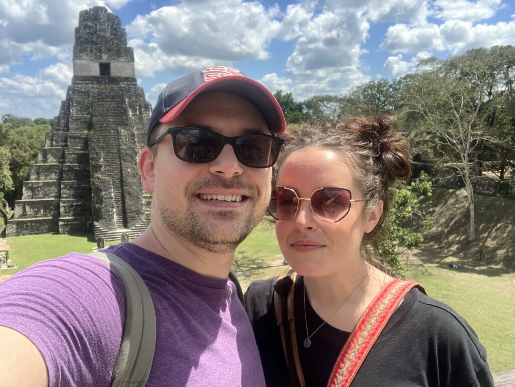 Brian, travel advisor, with his wife in Tikal Guatemala