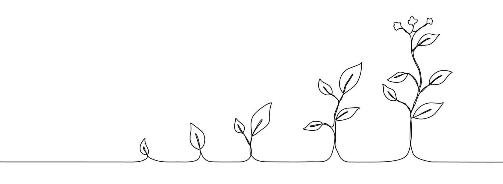 Line drawing of plants growing, suggesting forward momentum and productivity