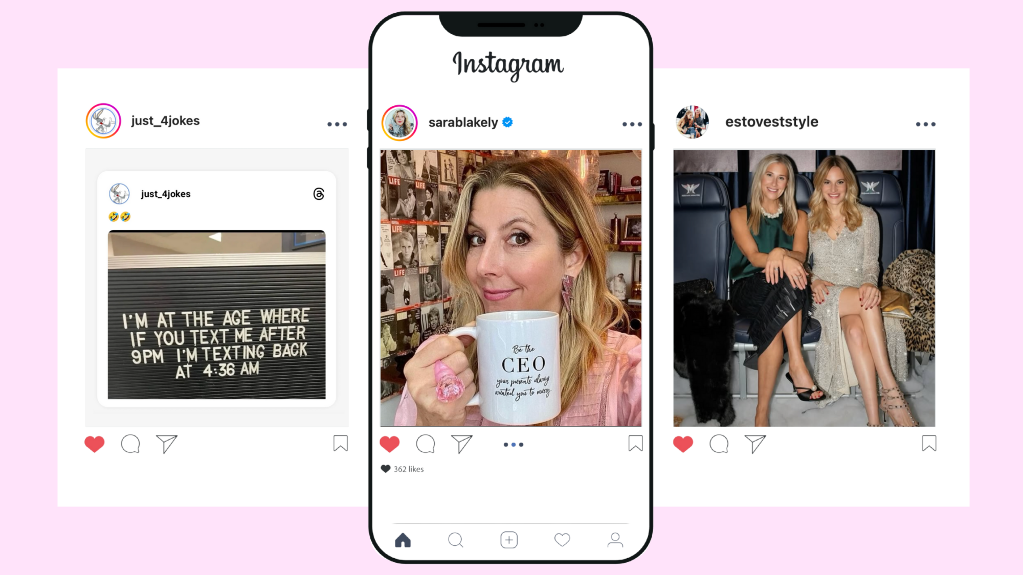 Image of 3 instagram accounts