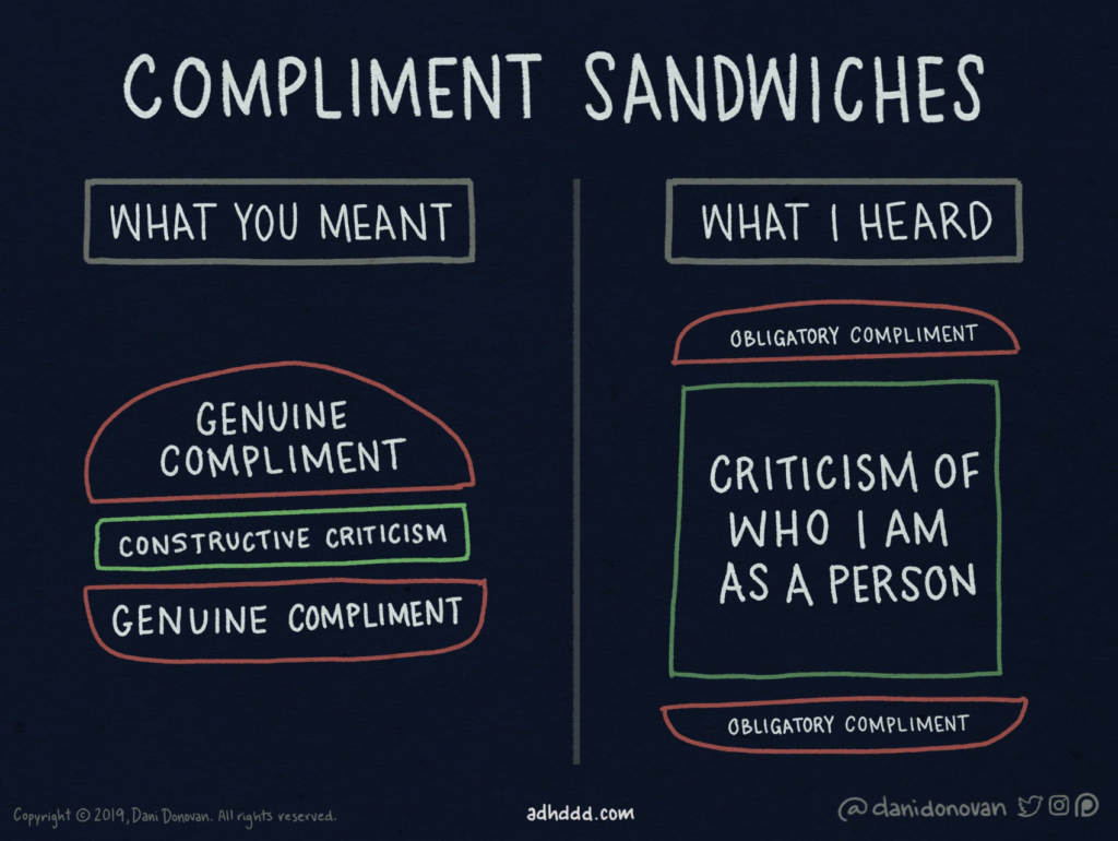 Dani Donovan Compliment Sandwich - useful for giving more constructive feedback