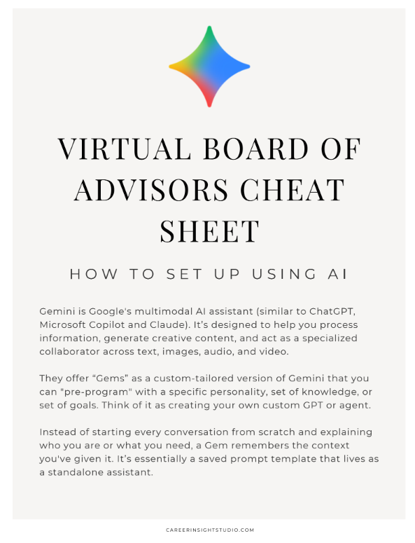 Virtual Board of Advisor Cheat Sheet